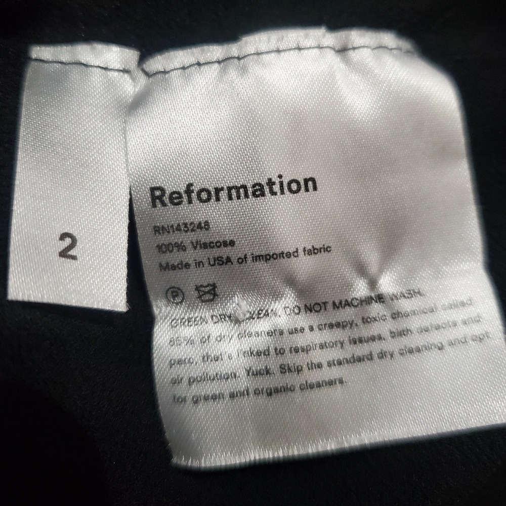 Reformation Ronan Midi Dress Black Lace Trim Smocked Back Size 2 - Picture 13 of 14